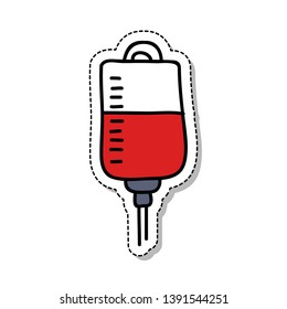 donated blood doodle icon, vector illustration