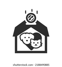 Donating money to an animal shelter, icon. Monochrome black and white symbol. Vector illustration