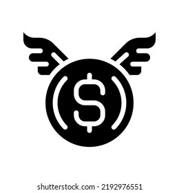 Donating Money Black Glyph Icon. Spending Cash. Charitable Organization. Expenses In Business. Charity Donation. Silhouette Symbol On White Space. Solid Pictogram. Vector Isolated Illustration