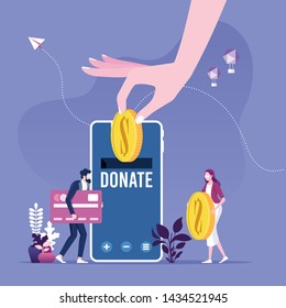 Donating Money By Online Payments. Charity Fundraising Concept.