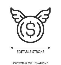 Spenden von Geld Pixel perfekte lineare Symbol. Ausgeben von Bargeld. Wohltätige Organisation. Wohltätigkeitsspende. Dünne Illustration. Contour-Symbol. Vektorgrafik-Zeichnung. Bearbeitbarer Strich. Arithmetik verwendet