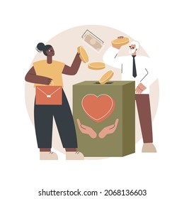 Donation Abstract Concept Vector Illustration. Donation Fund, Charitable Giving, Nonprofit Service, Gift In Kind, Tax Deductible Money Donating, Charity Organization Support Abstract Metaphor.