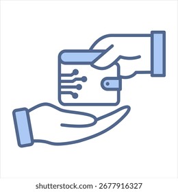 Ilustración vectorial del icono azul de la donación