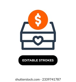 donation box for charity vector icon illustration