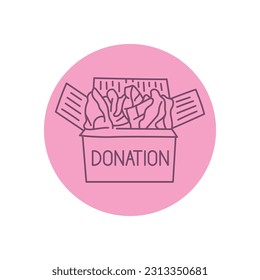 Donation box with clothes black line icon. Pictogram for web page, mobile app, promo.