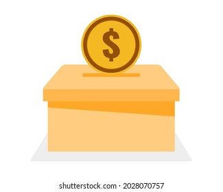 Caja de donaciones con icono de moneda