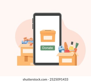 Donation Box And Donate Button on smartphone screen, online charity concept - Powered by Shutterstock - Get 15% off with code: PIKWIZARD15