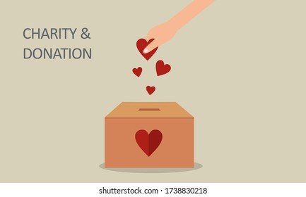 Donation box with hand logo illustration design