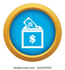 Donation box icon blue vector isolated on white background for any design