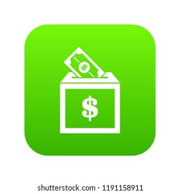 Donation box icon digital green for any design isolated on white vector illustration