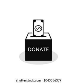 Donation box icon in flat style isolated on white background, vector isolated illustration.