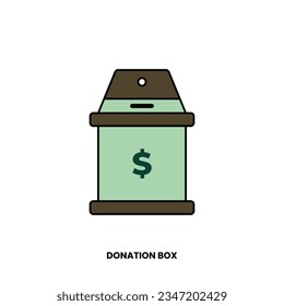Donation box icon in lineal color style. Design element of International Literacy Day. Vector illustration logo template in trendy flat design style. Editable graphic resources for many purposes.