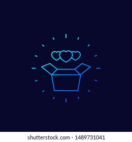 donation box icon, linear vector