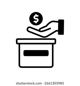 Icono de caja de donación Ilustración vectorial mixta
