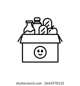 Donation box icon outline set sign