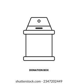 Donation box icon in outline style. Design element of International Literacy Day. Vector illustration logo template in trendy flat design style. Editable graphic resources for many purposes.