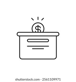 Donation box icon Outline vector line symbol