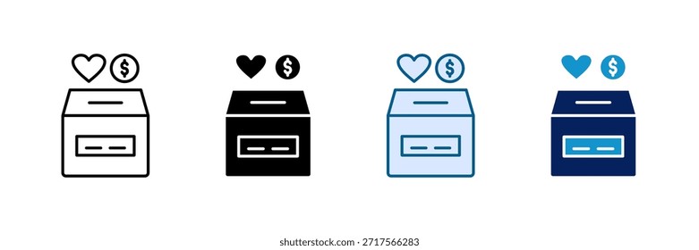 Conjunto de iconos de caja de donación Colección de estilo múltiple