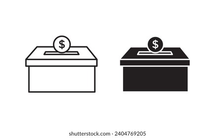 Donation box icon set. vector illustration