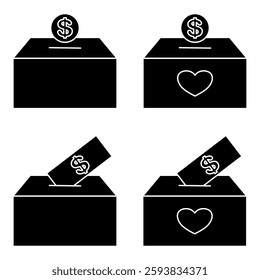 Donation Box Icon Set. Donation Box Vector Icon in line style design. Donation Box Symbol. Vector illustration.