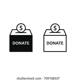 Donation box icon set. Vector isolated simple donate illustration.