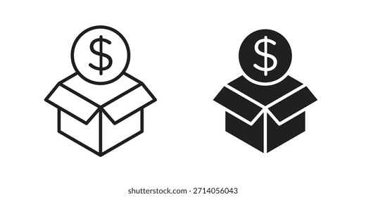 Donation box icon silhouette vector designs. Editable Strokes