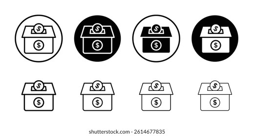 Donation box icon Simple outline vector logo