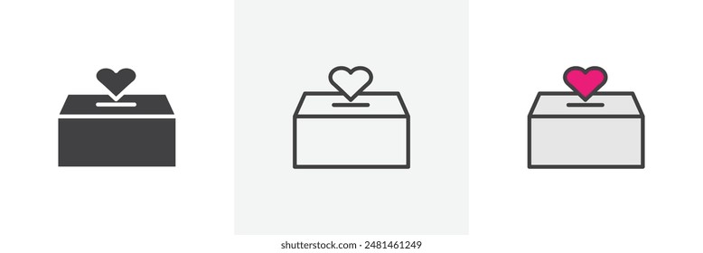 Donation Box icon symbol collection on white background.