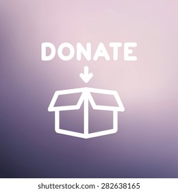 Línea delgada del icono de la caja de donaciones para la web y el móvil, moderno diseño minimalista plano. Icono blanco vectorial en el fondo de malla gradiente.