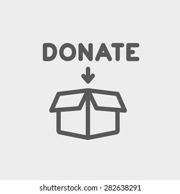 Donation box icon thin line for web and mobile, modern minimalistic flat design. Vector dark grey icon on light grey background.