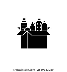 Donation box icon Vector flat thin line illustration