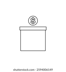 Donation Box Icon. Donation Box Vector Icon in line style design. Donation Box Symbol. Vector illustration.