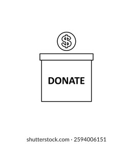 Donation Box Icon. Donation Box Vector Icon in line style design. Donation Box Symbol. Vector illustration.