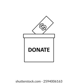 Donation Box Icon. Donation Box Vector Icon in line style design. Donation Box Symbol. Vector illustration.