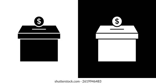 Vetor de ícone de caixa de doação, ilustração de logotipo sólido, pictograma