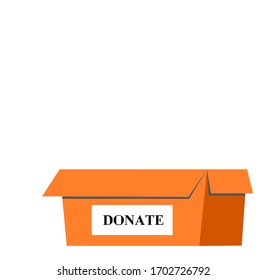 Donation box icon  for web and mobile, modern minimalistic flat design. Vector icon with dark grey outline and offset colour on white background.