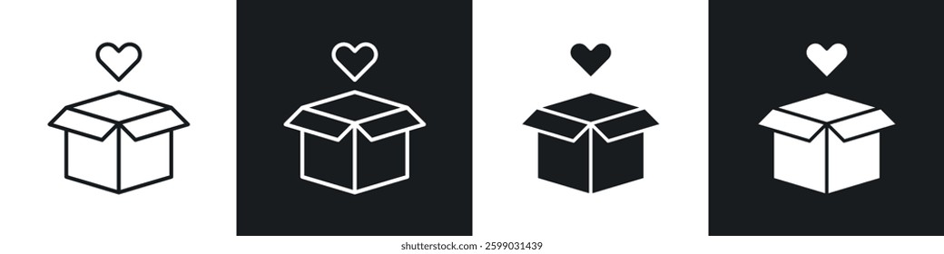 Donation Box icons in flat and linear vector illustration on white background.
