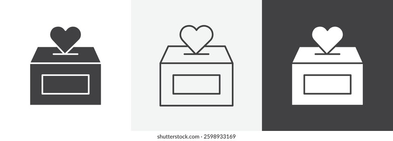 Donation Box icons in Thin line black color. flat simple vector symbols illustration.