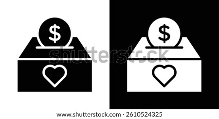 Donation box icons vector set in solid flat style