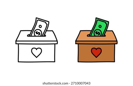 Ilustración de caja de donación, muy adecuada para su uso en diversas necesidades de diseño, como carteles, Anuncios, Web, aplicaciones, Plantillas de redes sociales y otros.