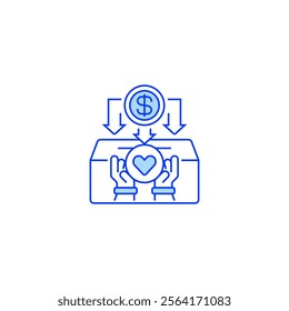 Donation Box Line Icon. linear style sign for mobile concept and web design. Outline vector icon.