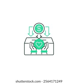 Donation Box Line Icon. linear style sign for mobile concept and web design. Outline vector icon.