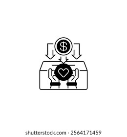 Donation Box Line Icon. linear style sign for mobile concept and web design. Outline vector icon.