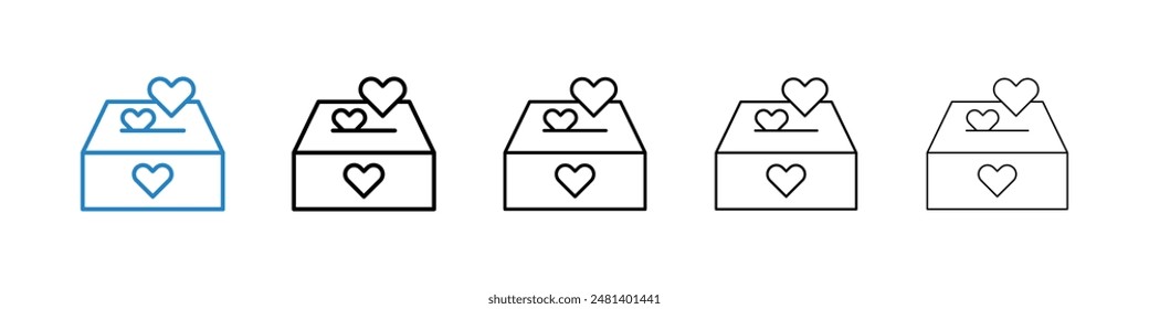 Donation Box liner icon vector set.