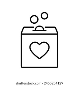 Donation box outline icon. Editable stroke.Fundraising symbol. Isolated vector illustration 