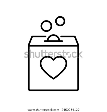 Donation box outline icon. Editable stroke.Fundraising symbol. Isolated vector illustration 