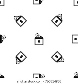 Donation box pattern repeat seamless in black color for any design. Vector geometric illustration