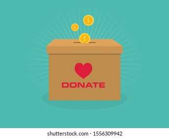 Donation Box - Public Charity, Fundraising Campaign Decorative Design Element