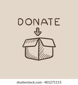 Donation box sketch icon.