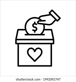 Donation box vector icon. Flat vector donation box icon symbol sign from modern charity collection for mobile concept and web apps design on white background. color editable